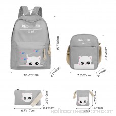 Vbiger Cute Cat Canvas Backpack Set 4-in-1 Shoulder Bags Casual Student Daypack for Teenage Girls 570458889